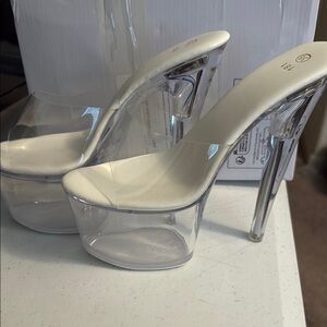 Elegant Clear and Cream Women's Heels